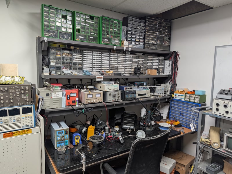 Electronics parts storage and repair bench