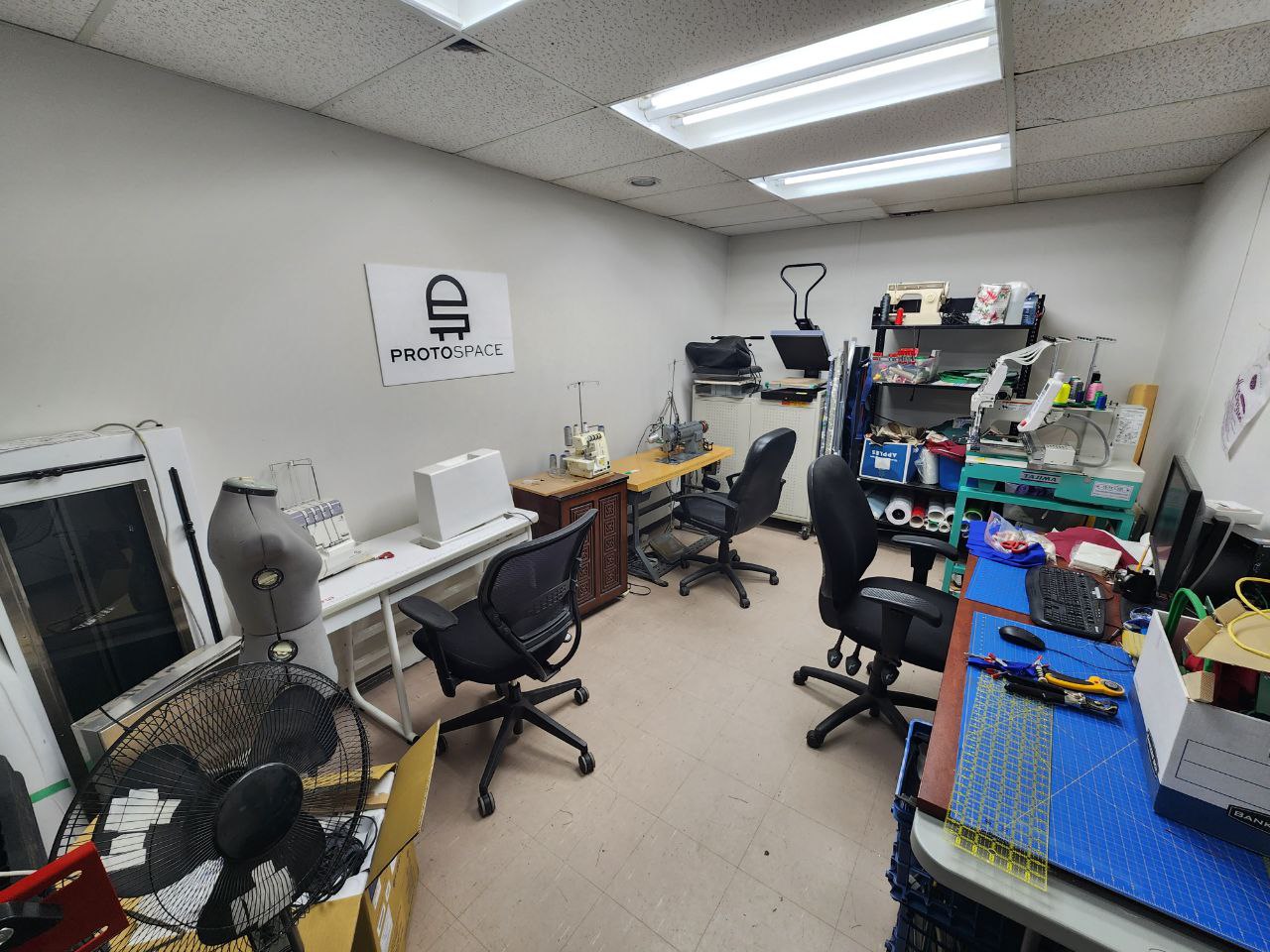 Industrial embroidery machine in the sewing room
